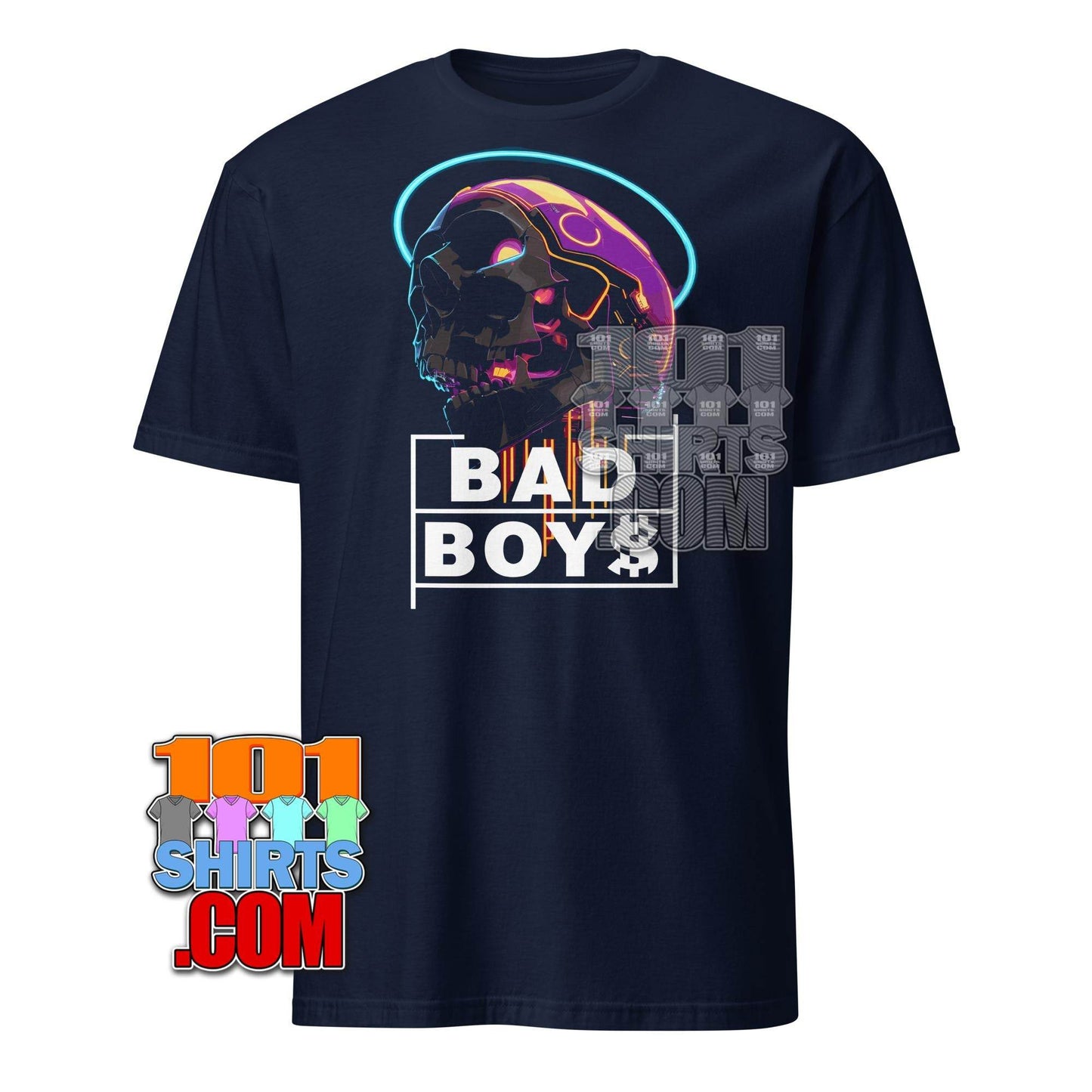 Cyberpunk Skull BAD BOYS T-Shirt - Futuristic Urban Graphic Tee - 101SHIRTS