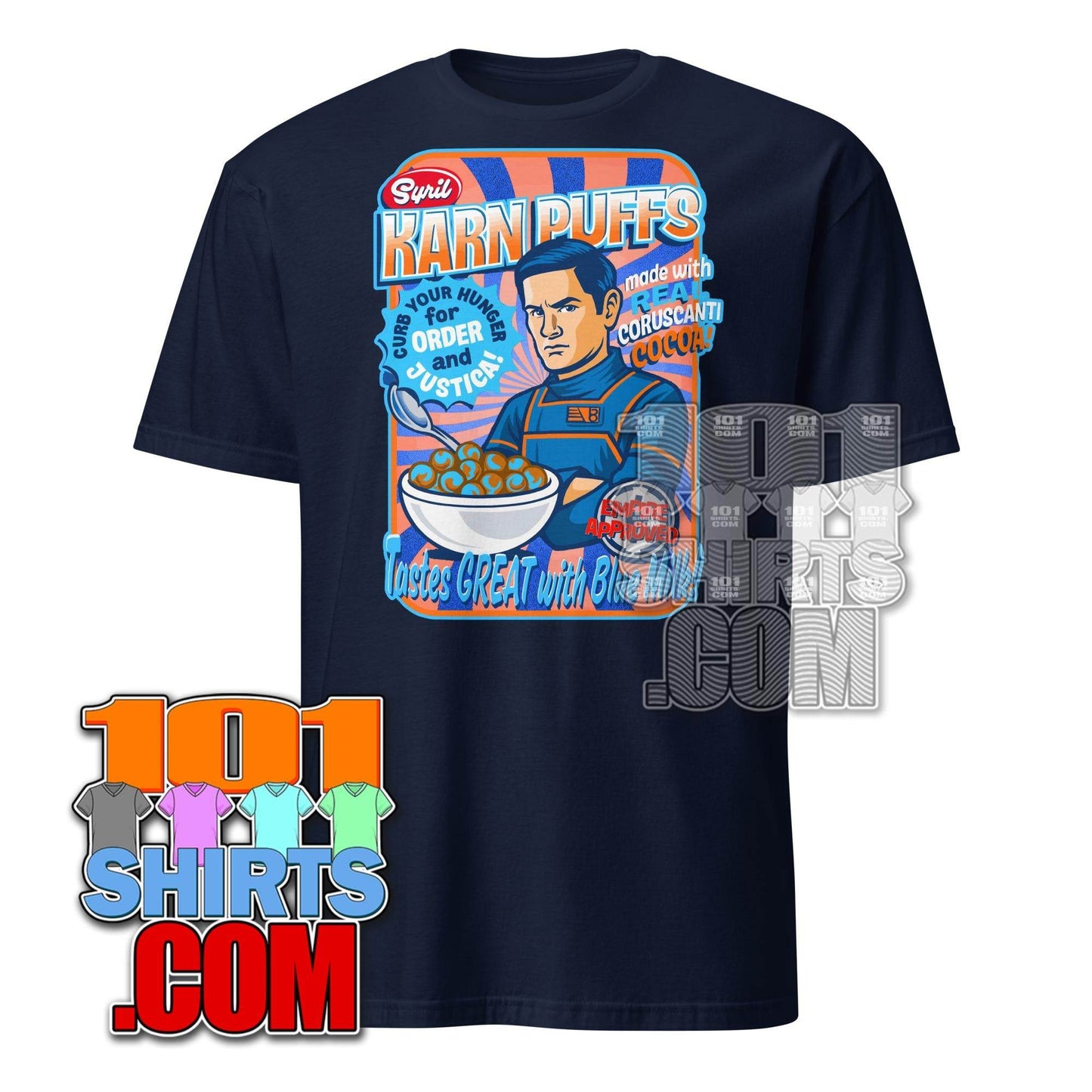 Andor Star Wars TV Series Tee Syril Karn Puffs Blue Milk Cereals Parody T-Shirt - 101SHIRTS