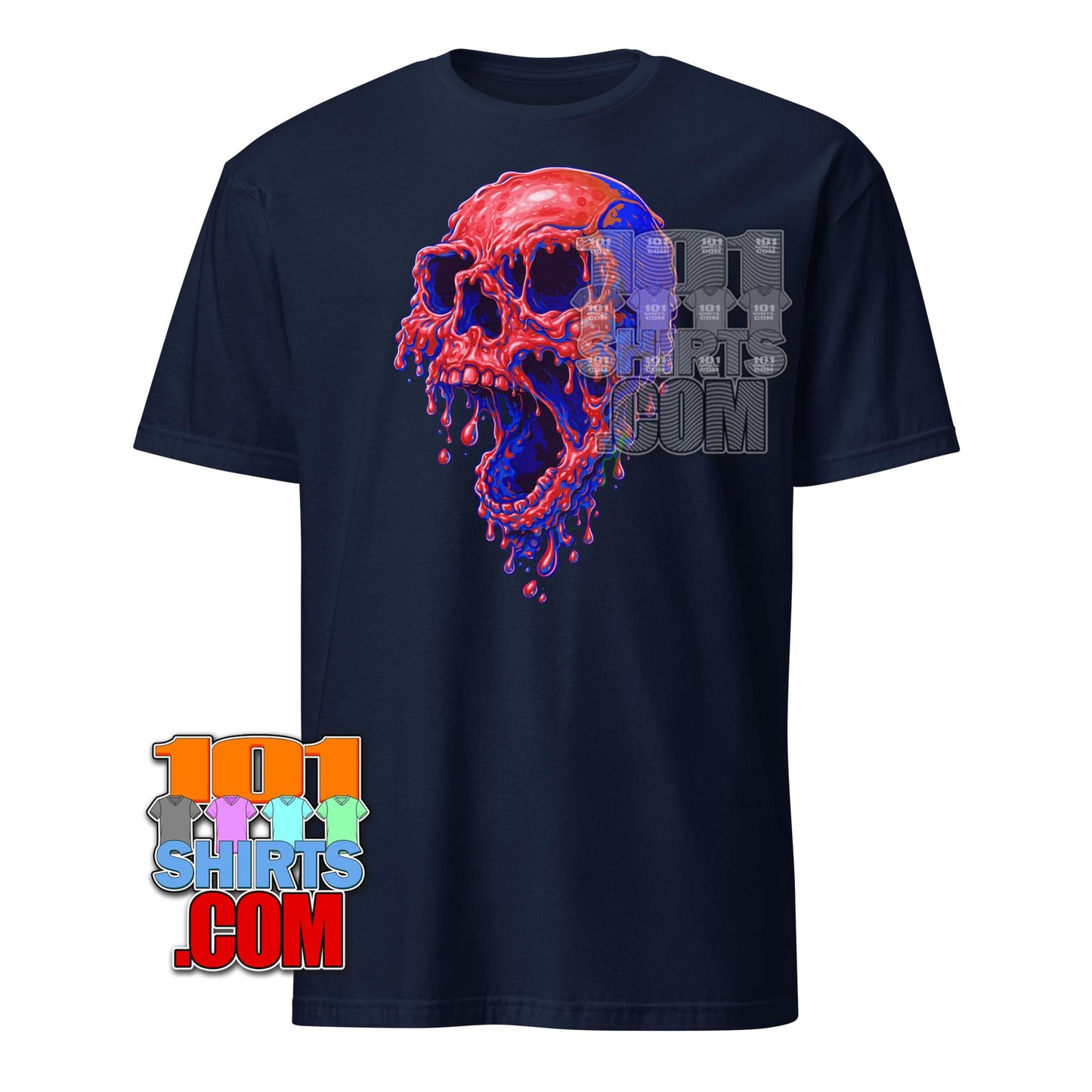 Neon Melty Skull T-Shirt Slime Green Pink Horror Graphic Tee