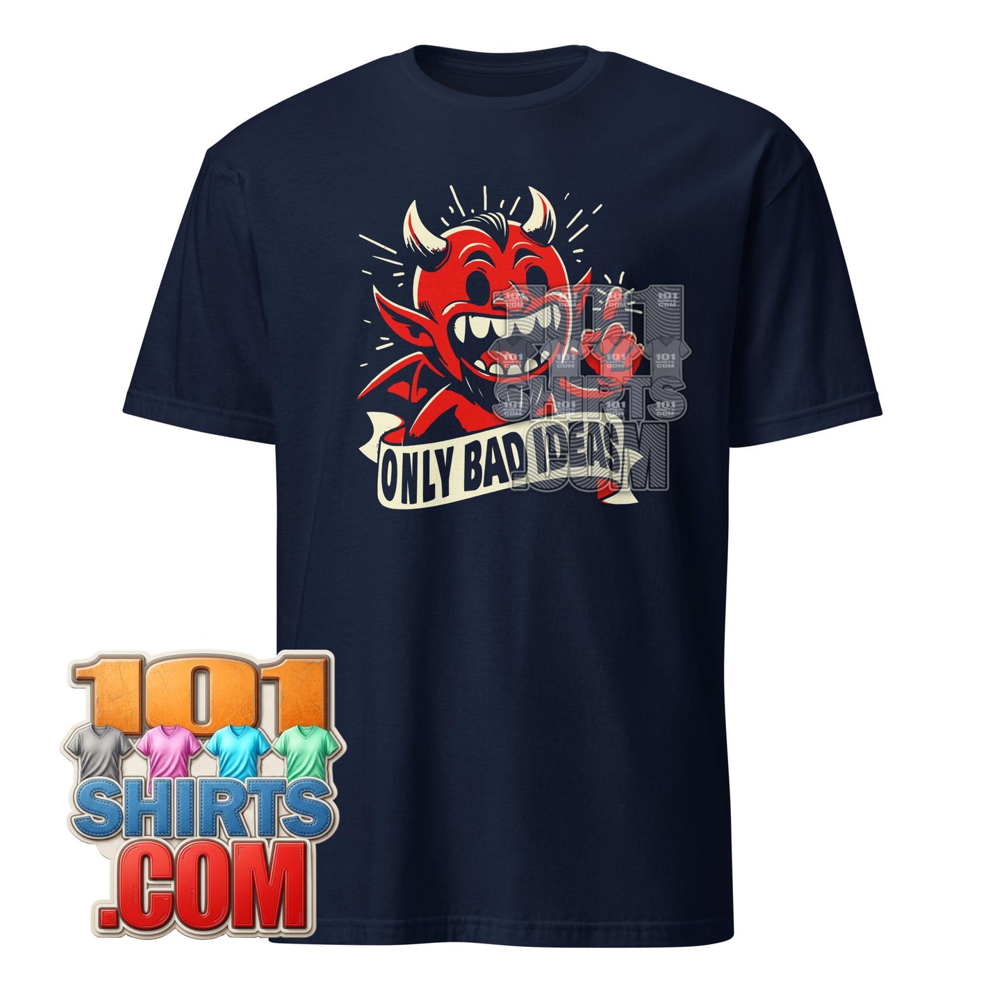 Only Bad Ideas Devil T-Shirt Funny Retro Cartoon Satan Graphic Tee