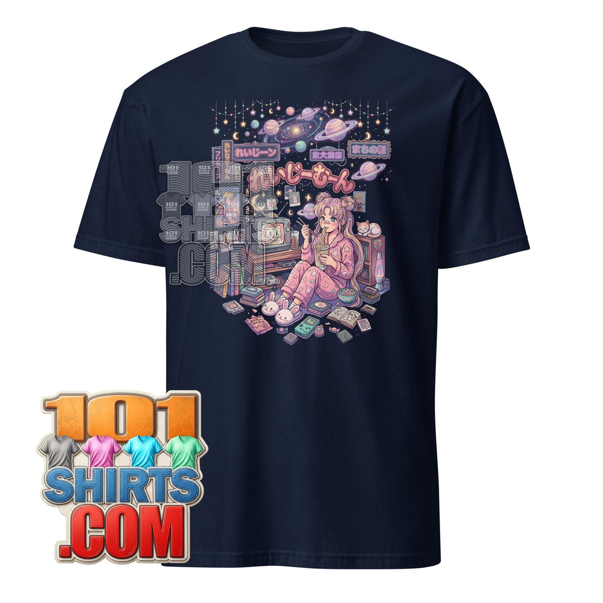 Cute Anime Girl Eating Ramen Home Sweet Moon T-Shirt