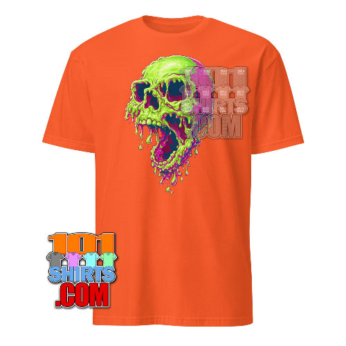 Neon Melty Skull T-Shirt Slime Green Pink Horror Graphic Tee