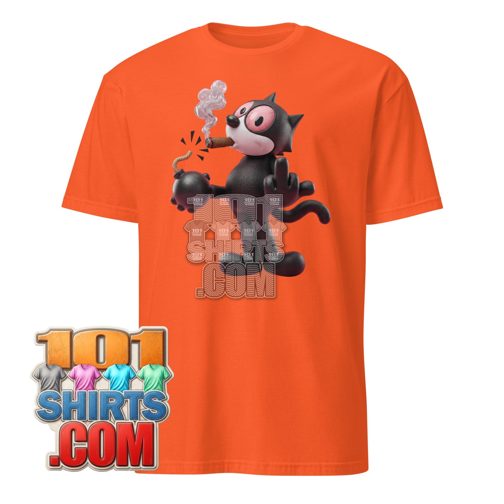 Felix The Cat T-Shirt Smoking Cartoon Middle Finger Graphic Tee