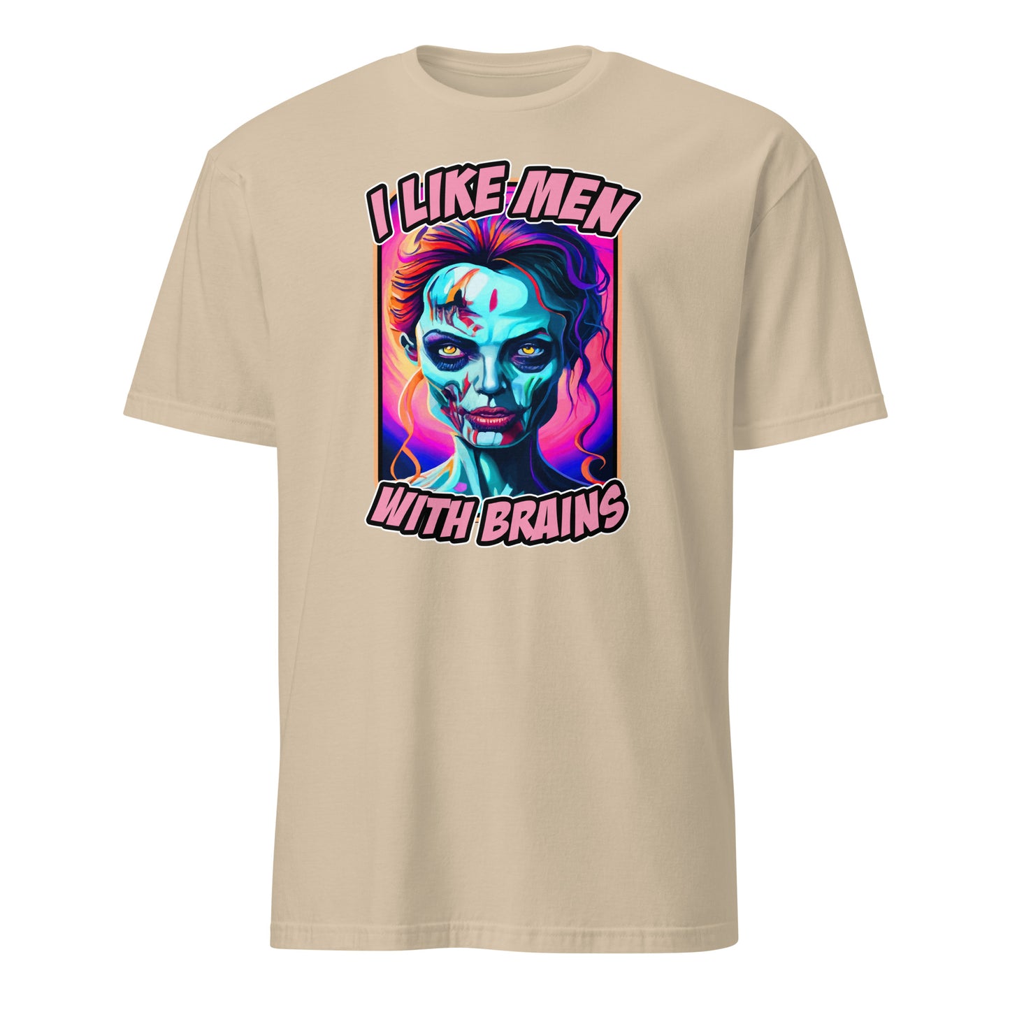 I Like Man with Brains Funny Scary Halloween Zombie Angelina Jolie Parody T-Shirt