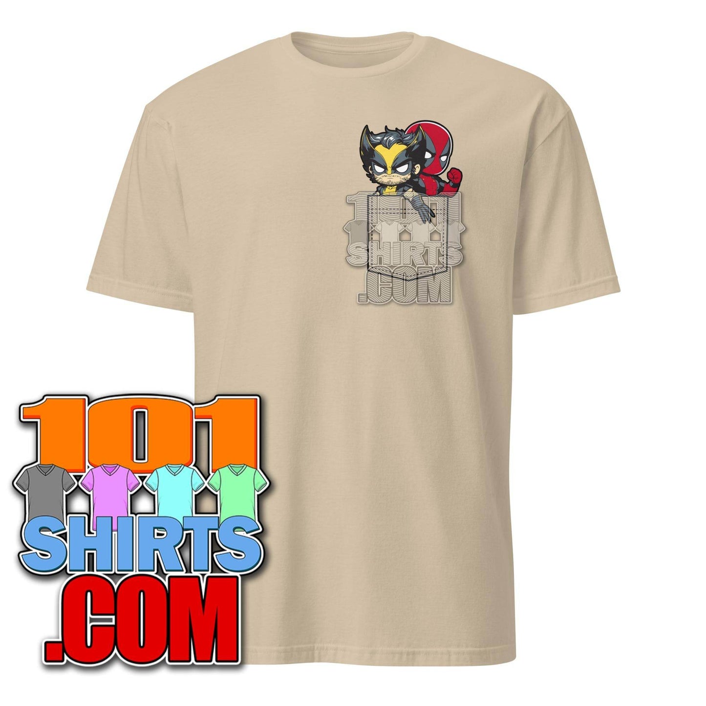 Cute Baby Wolverine and Deadpool in Pocket Funny T-Shirt - 101SHIRTS