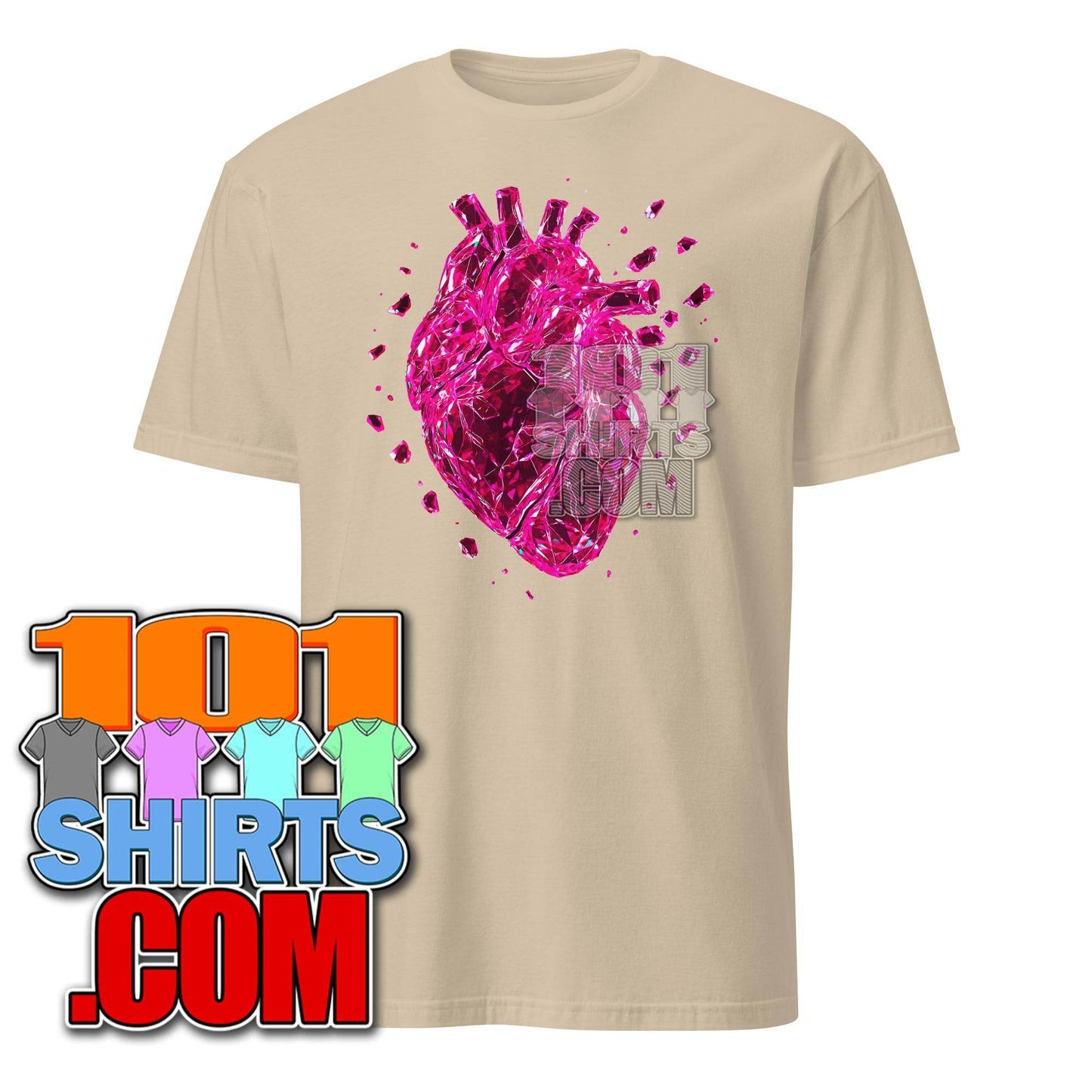 Broken Red Crystal Heart Love T-Shirt - Unique Geometric Love Design Art Tee - 101SHIRTS