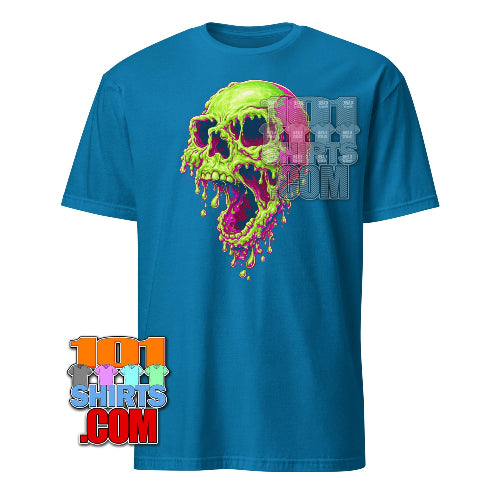Neon Melty Skull T-Shirt Slime Green Pink Horror Graphic Tee