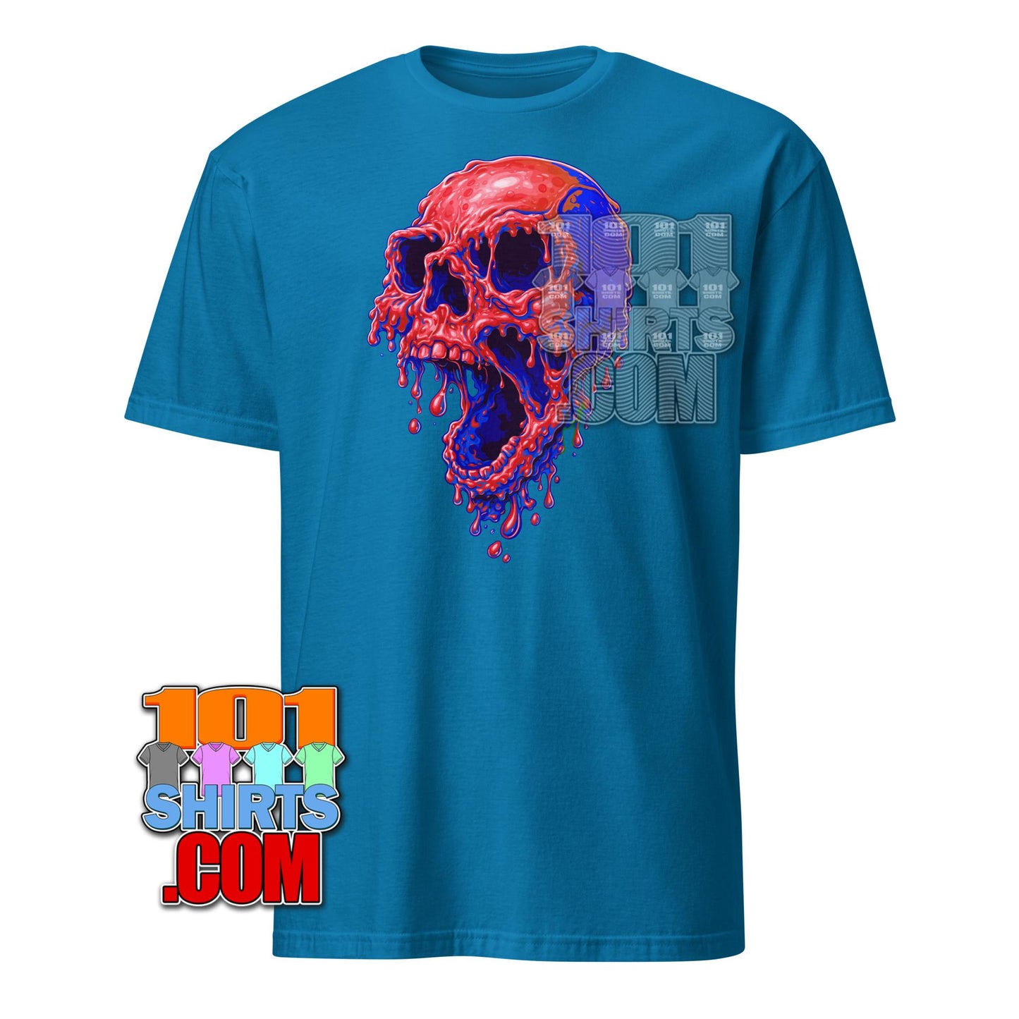 Neon Melty Skull T-Shirt Slime Green Pink Horror Graphic Tee