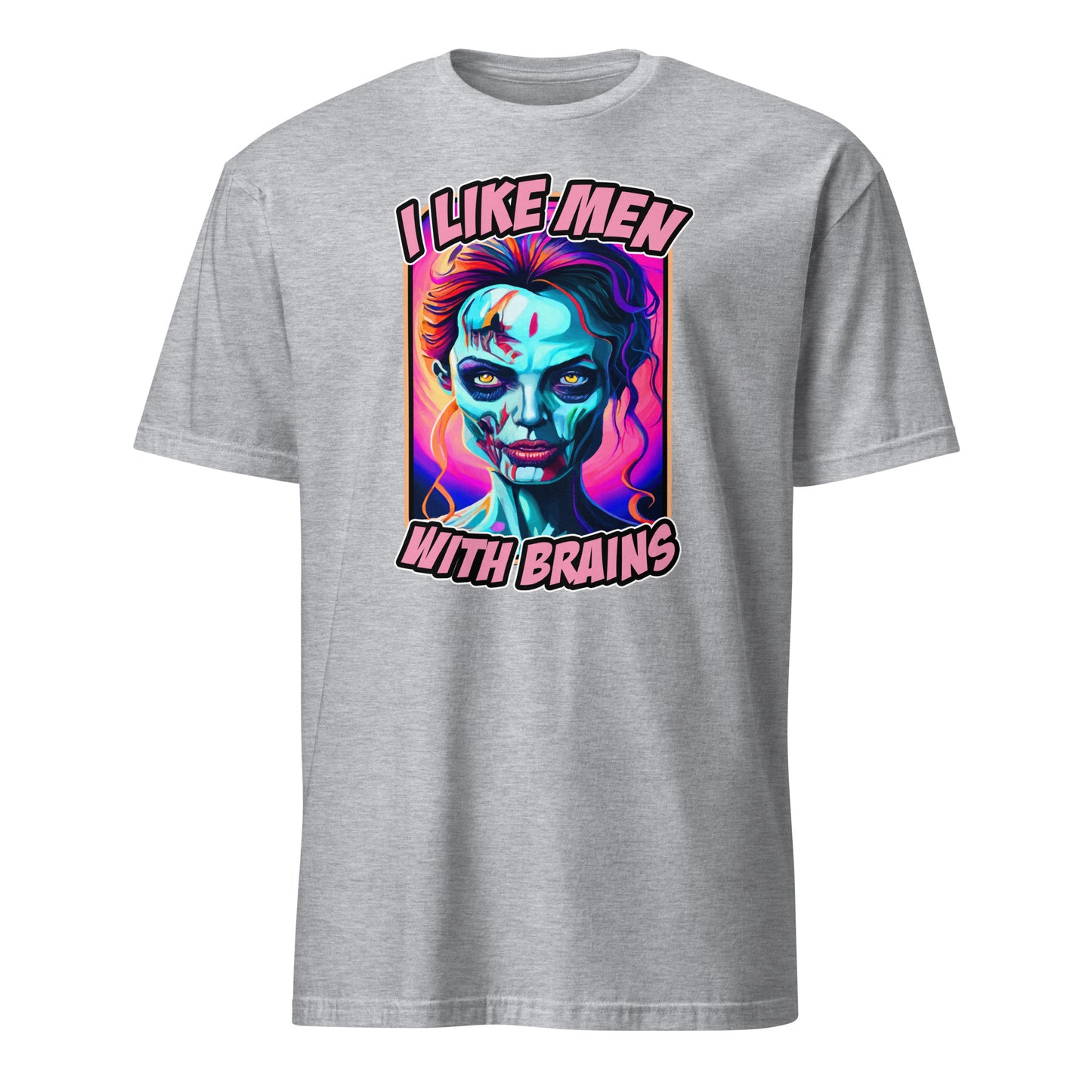 I Like Man with Brains Funny Scary Halloween Zombie Angelina Jolie Parody T-Shirt