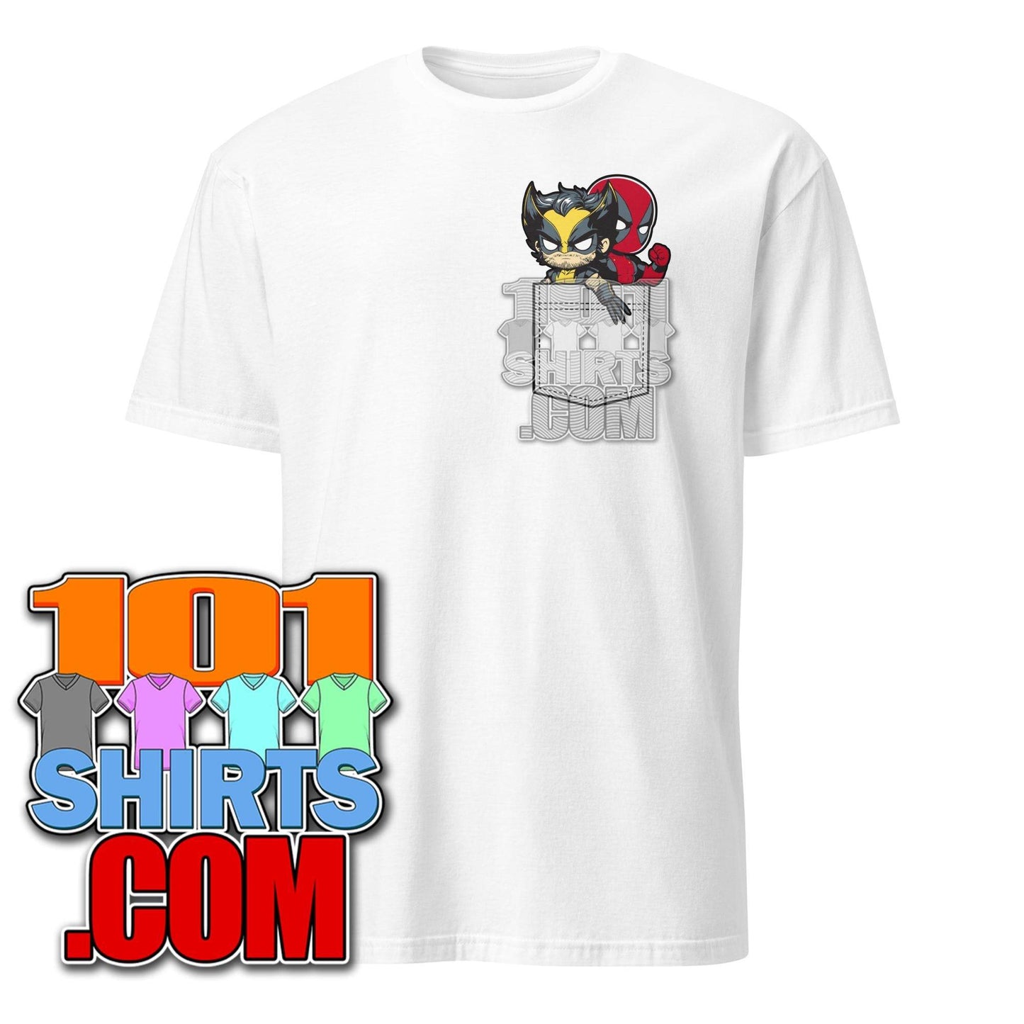 Cute Baby Wolverine and Deadpool in Pocket Funny T-Shirt - 101SHIRTS
