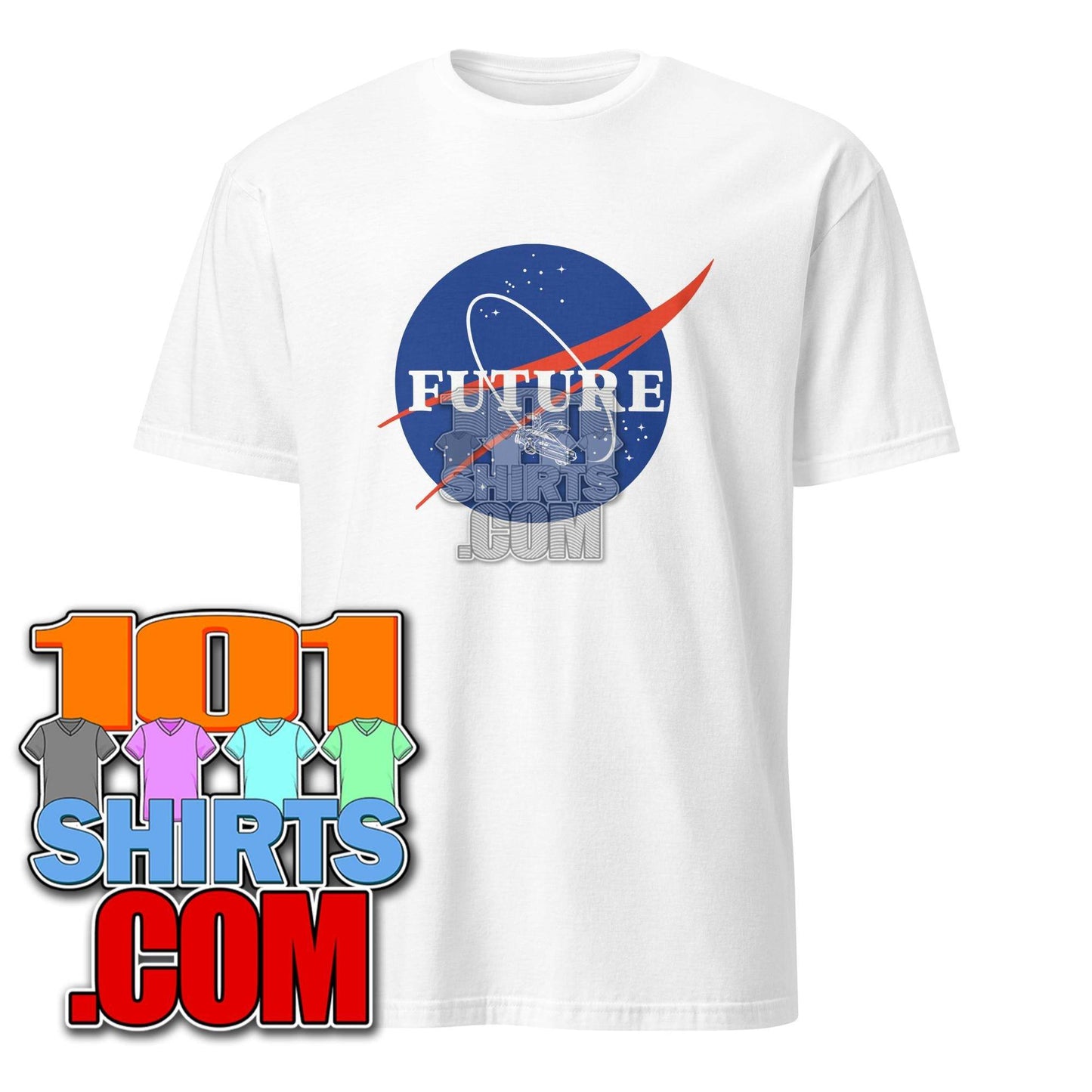 Back to the Future Movie Dolorean dmc 12 Nasa Logo Parody Funny T-Shirt - 101SHIRTS