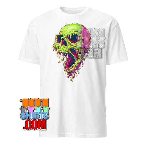 Neon Melty Skull T-Shirt Slime Green Pink Horror Graphic Tee