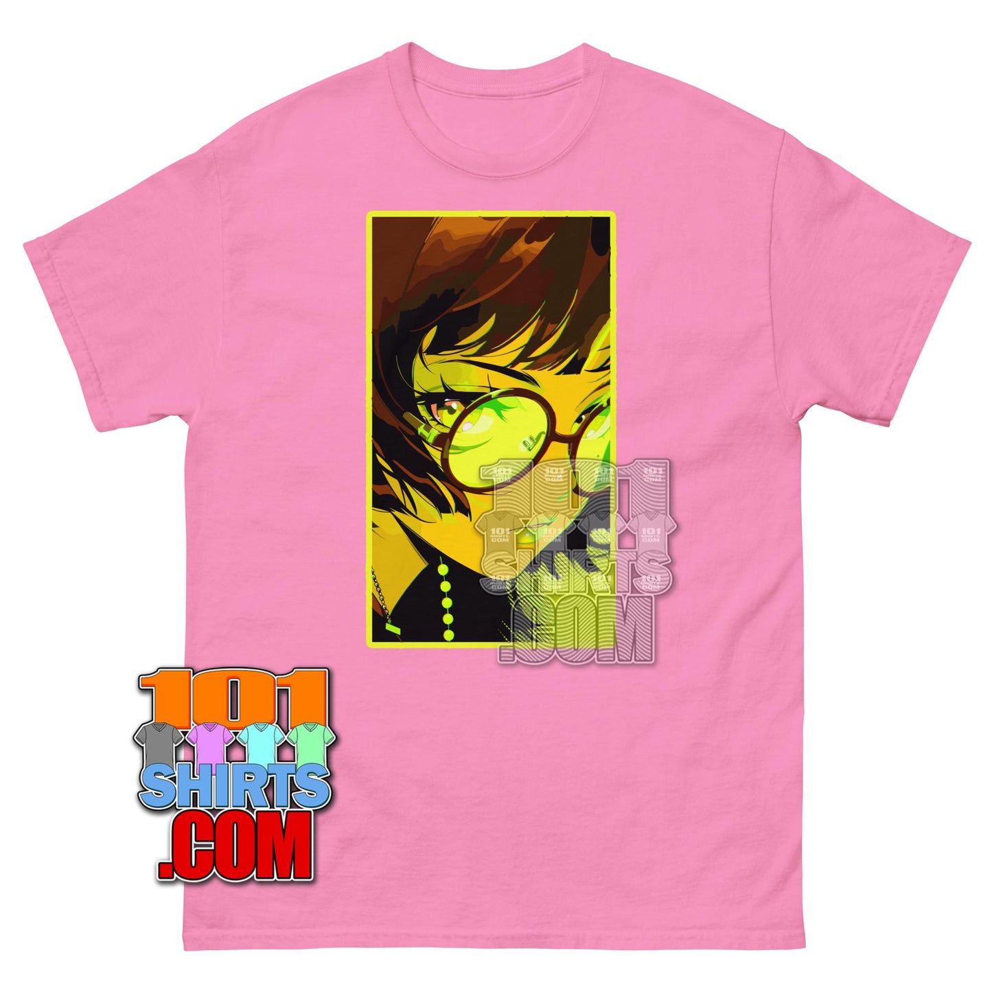 Kawaii Anime Girl T-Shirt Aesthetic Green Glasses Japanese Streetwear
