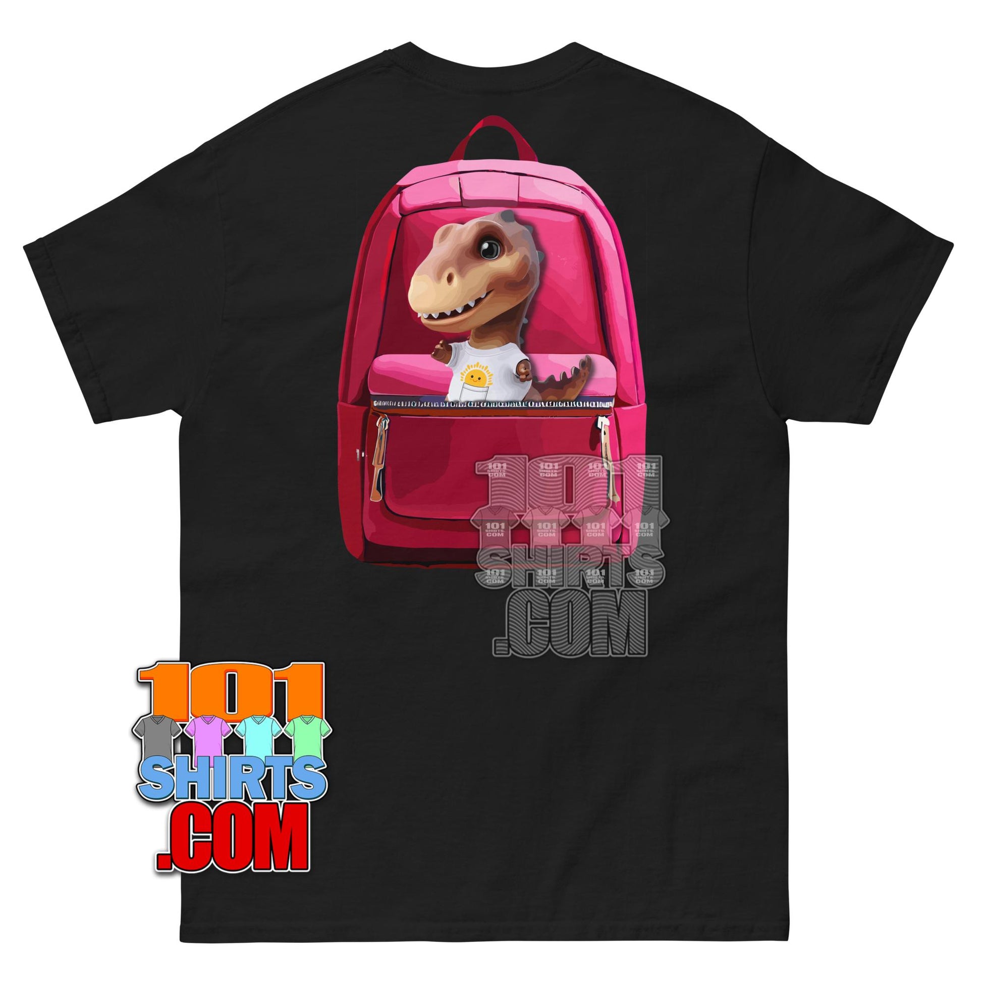 Kawaii Dino T-Shirt Cute Dinosaur with Backpack Aesthetic Graphic Tee