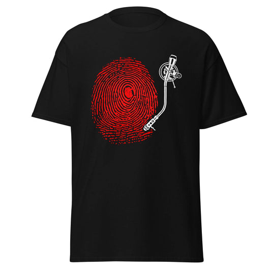 Vinyl Turntable Fingerprint Dj Human Heart Art Print Graphic T-Shirt - 101SHIRTS