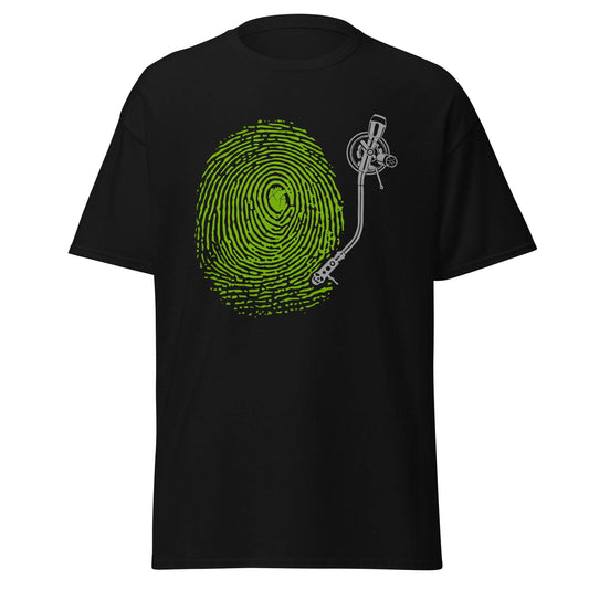 Vinyl Turntable Fingerprint Dj Human Heart Art Print Graphic T-Shirt - 101SHIRTS