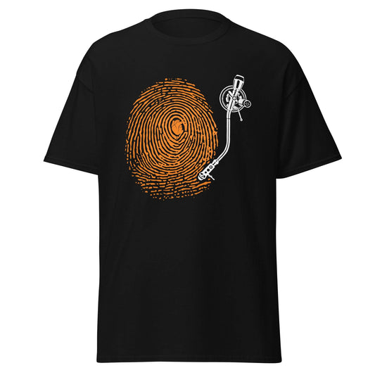 Vinyl Turntable Fingerprint Dj Human Heart Art Print Graphic T-Shirt - 101SHIRTS