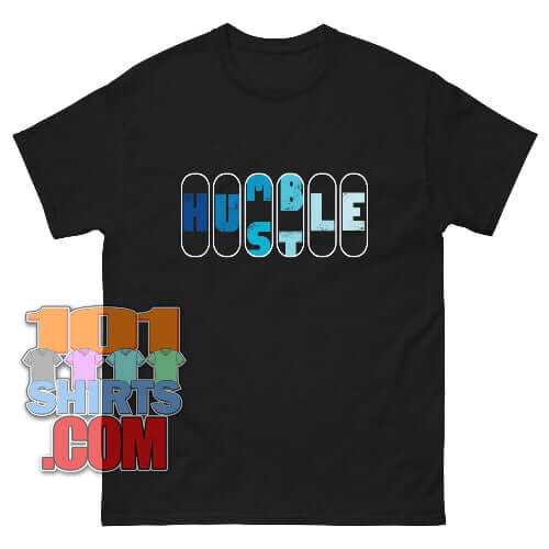 Get your "Humble Hustle" tee! Motivational success mindset shirt.Ready to inspire yourself and others with a powerful message? Our "Humble Hustle" T-shirt perfectly blends ambition with grounded wisdom! This clever design spells out "HUSTLE" in bold, fragmented letters, with "HUMBLE" subtly integrated within. It's a stylish and profound way to represent your dedication to hard work while staying true to your roots.