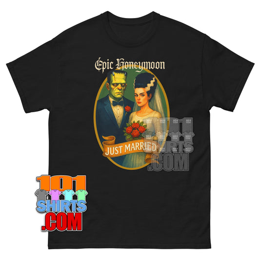 Epic Honeymoon Frankenstein Bride  Just Married Halloween T-Shirt