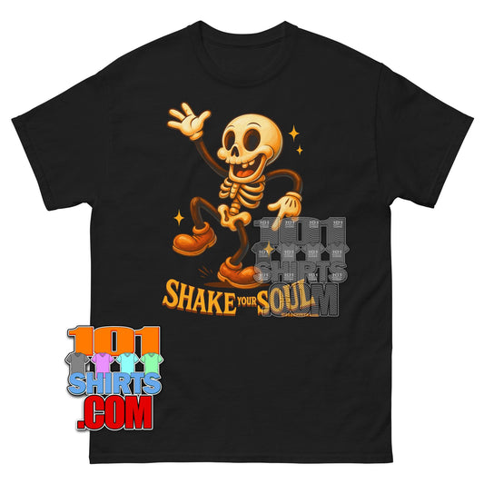 Dancing Skeleton T-Shirt Shake Your Soul Retro Cartoon Vintage Gift Tee