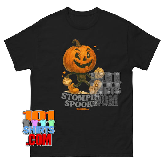 Stompin Spooky Pumpkin T-Shirt Retro Cartoon Halloween Jack O Lantern Tee