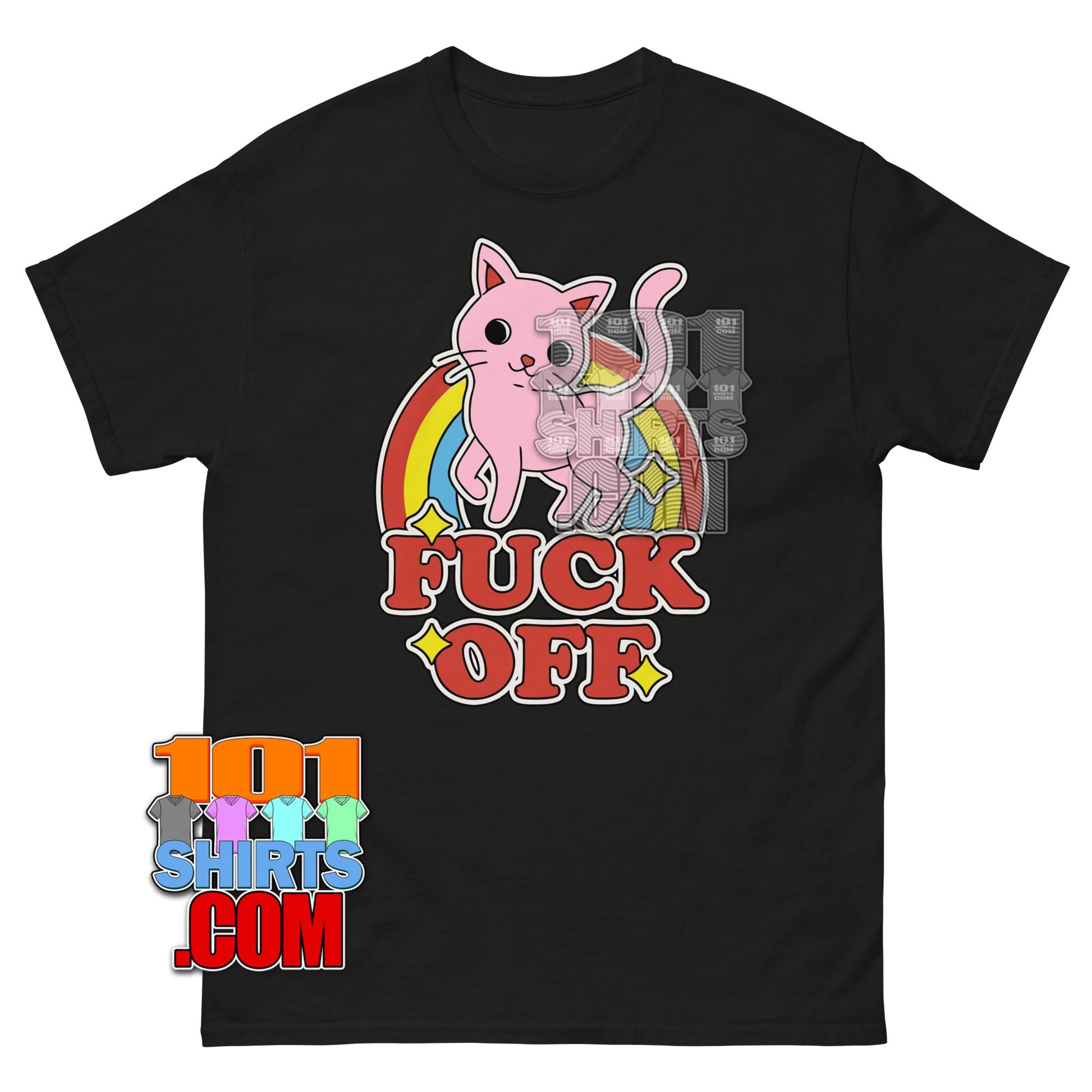 Fuck Off Kitty T-Shirt Retro Pink Cat Funny Sarcastic Rude Gift Tee