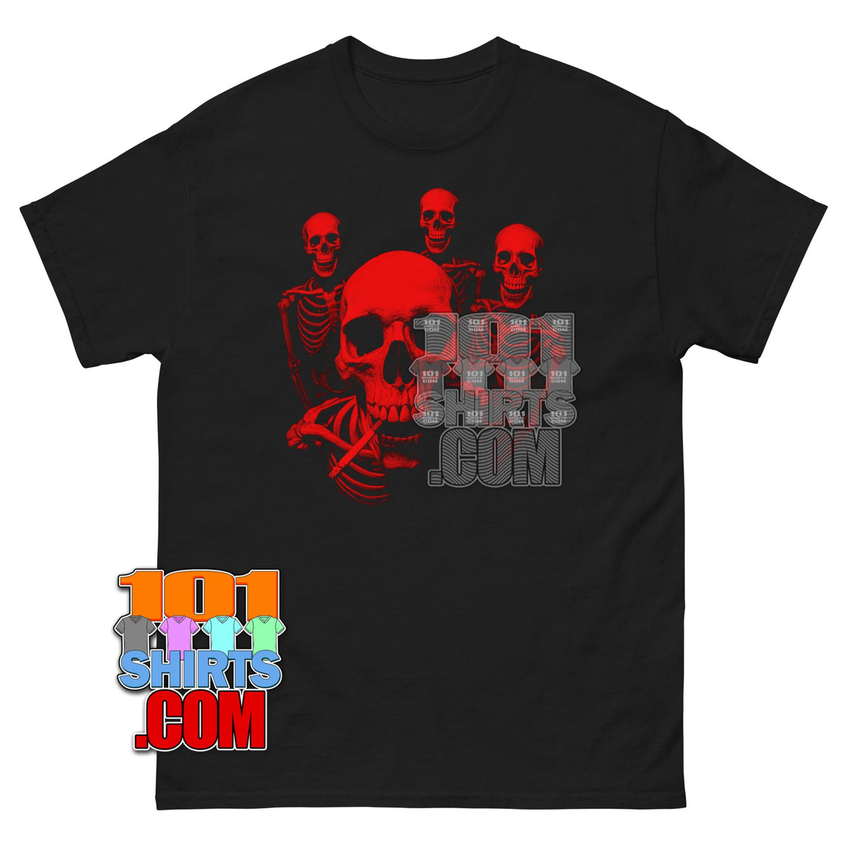 Smoking Skeletons Halloween Gritty Dark Humor Graphic Tee