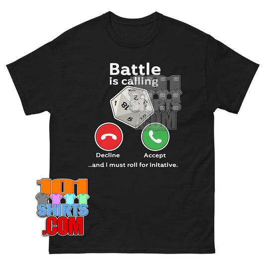 Battle is calling D20 T-Shirt Funny RPG Gamer Tabletop Gaming Tee