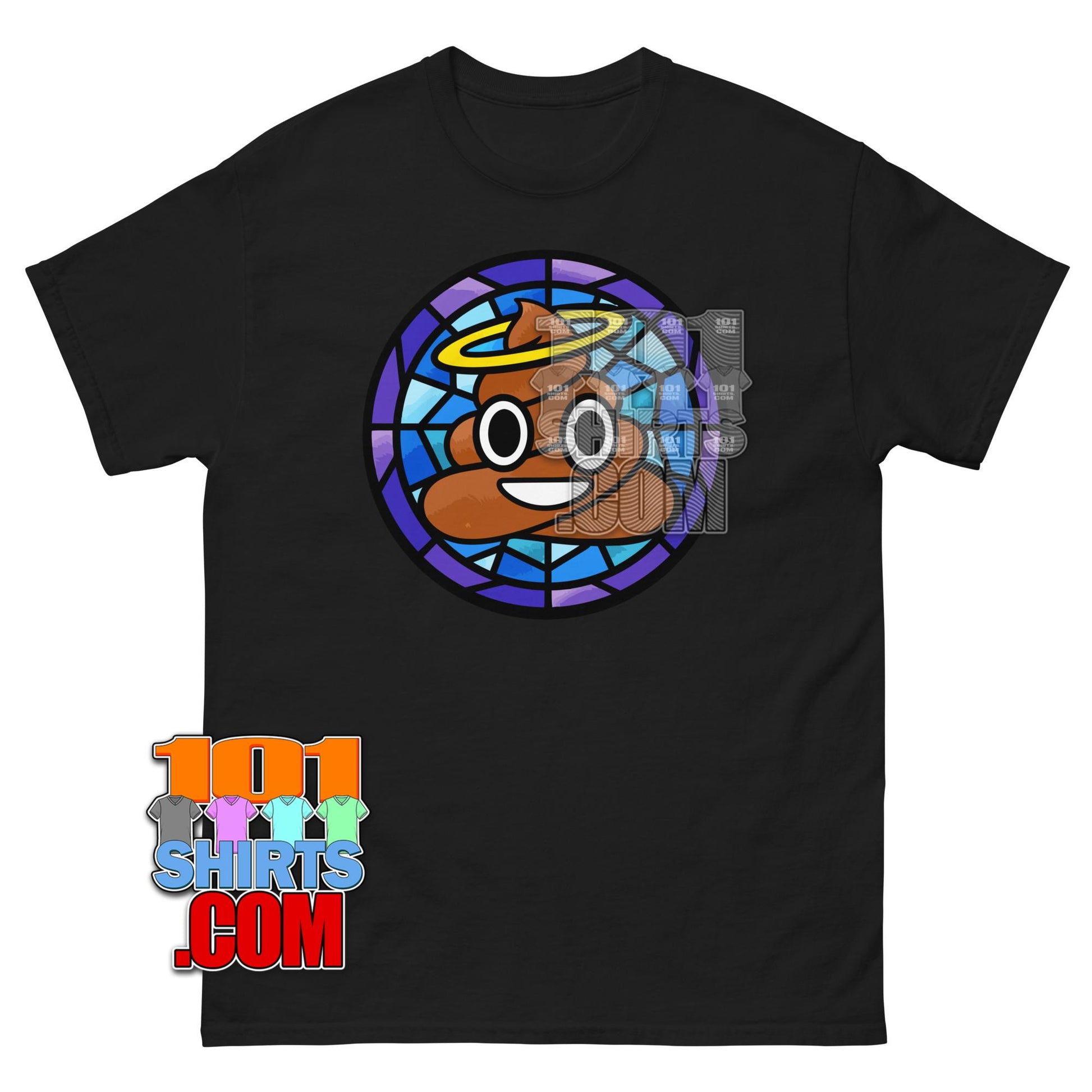 Holy Poop T-Shirt Funny Emoji Stained Glass Religious Humor Tee