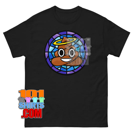 Holy Poop T-Shirt Funny Emoji Stained Glass Religious Humor Tee