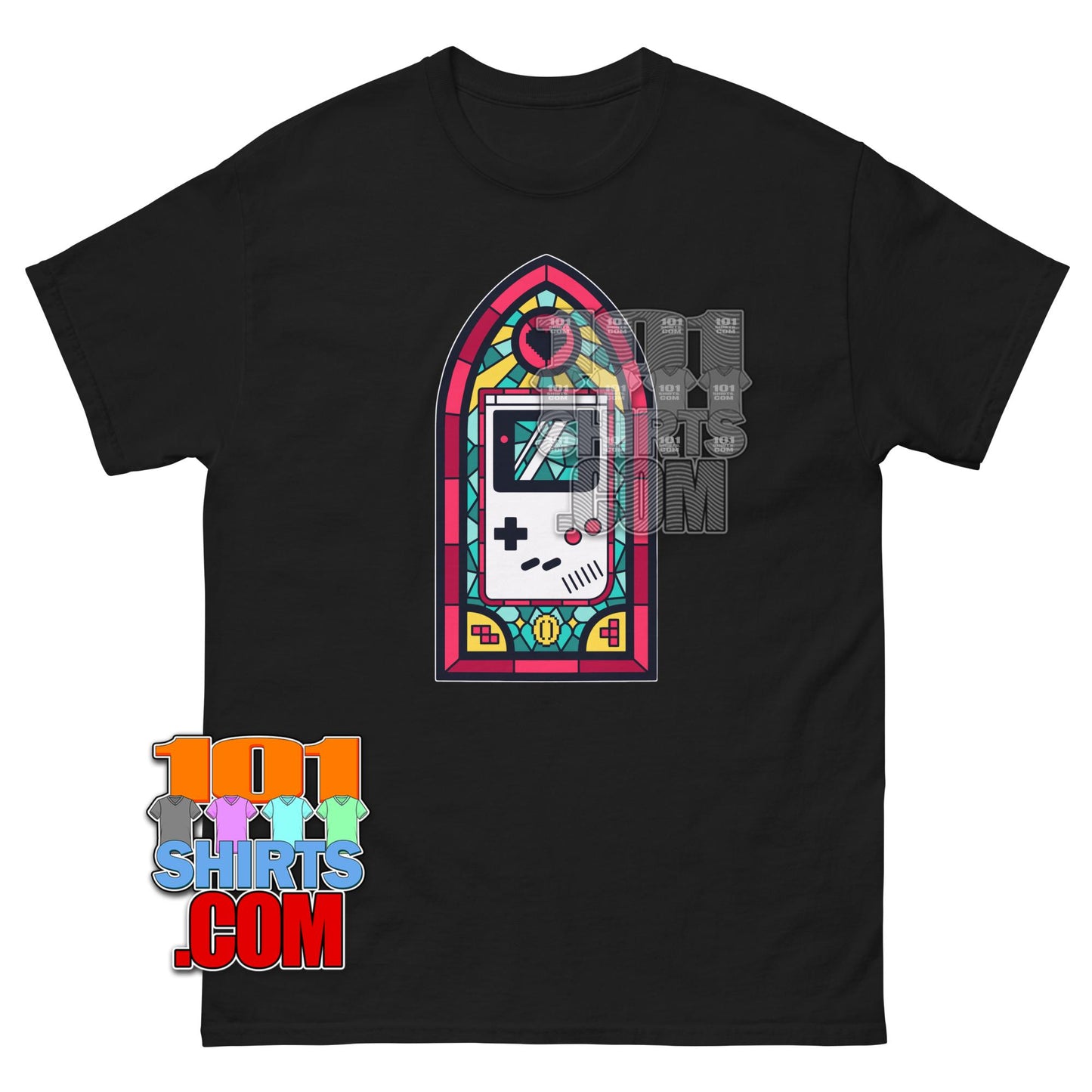 Retro Game Boy Stained Glass T-Shirt Funny Gamer Gaming Nerd Gift Tee