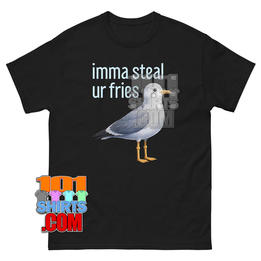 Imma Steal Ur Fries T-Shirt Funny Seagull Beach Graphic Tee
