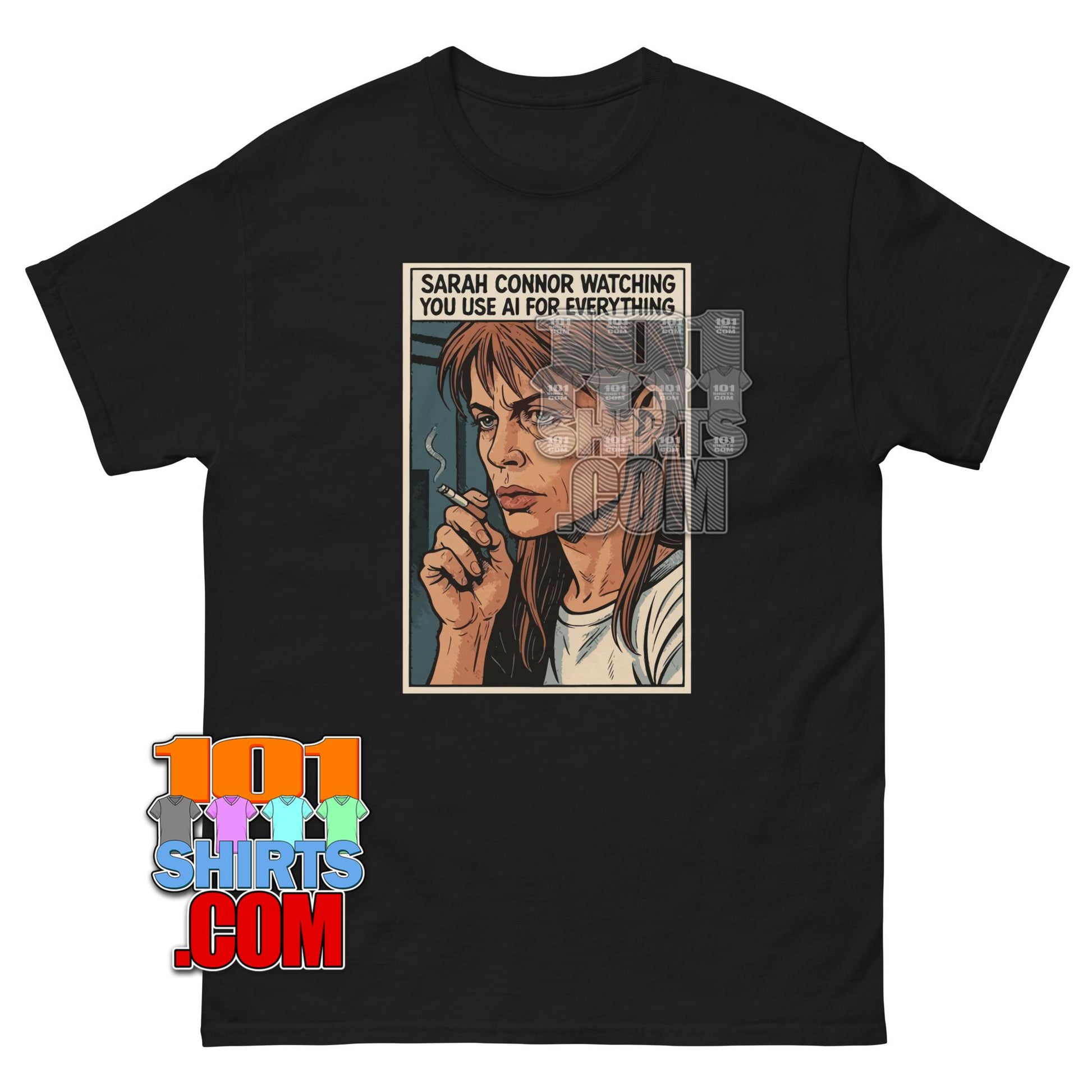 Sarah Connor AI T-Shirt Terminator Parody Funny Tech Humor Tee