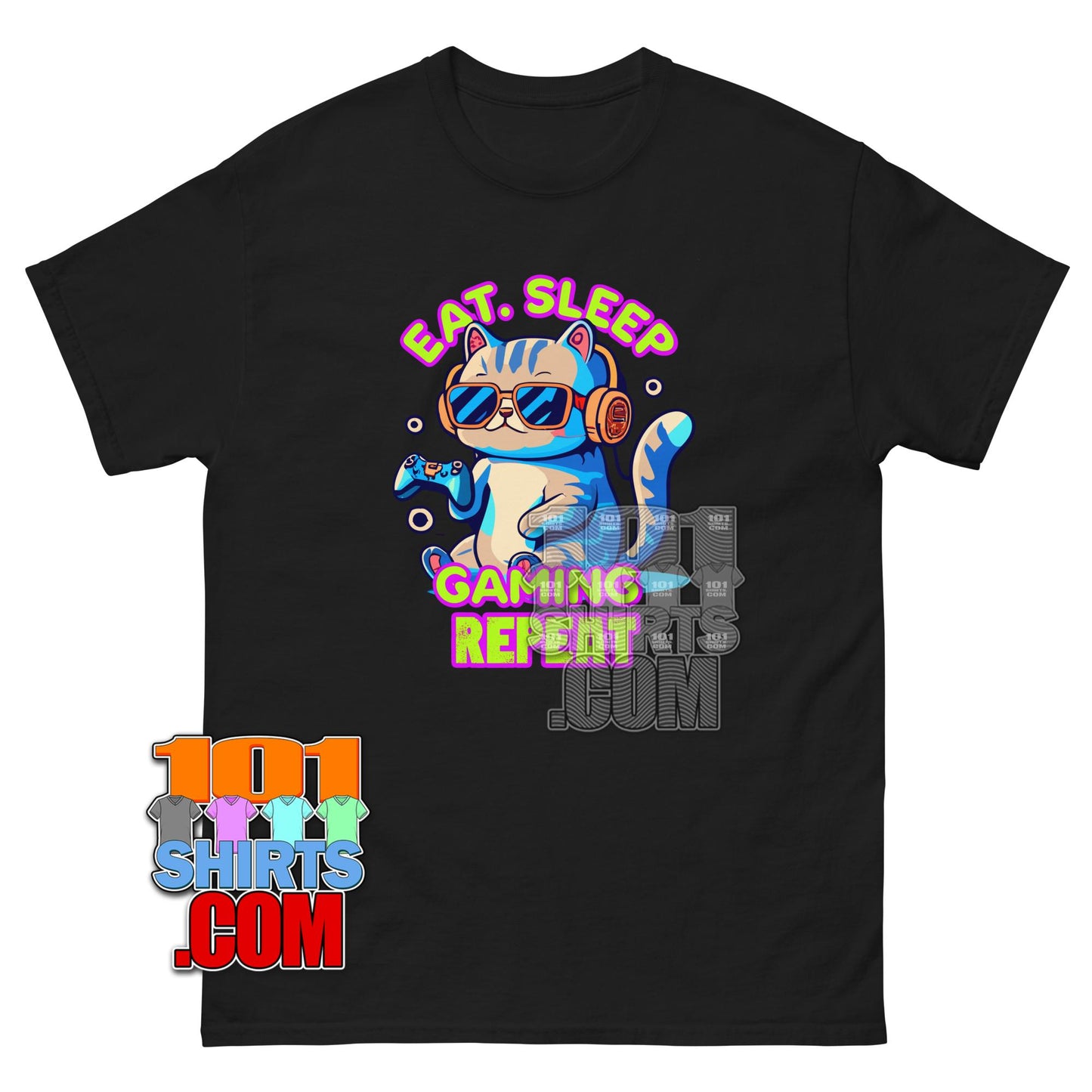 Eat Sleep Gaming Repeat T-Shirt Funny Gamer Video Game Controller Tee