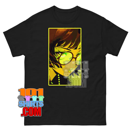 Kawaii Anime Girl T-Shirt Aesthetic Green Glasses Japanese Streetwear