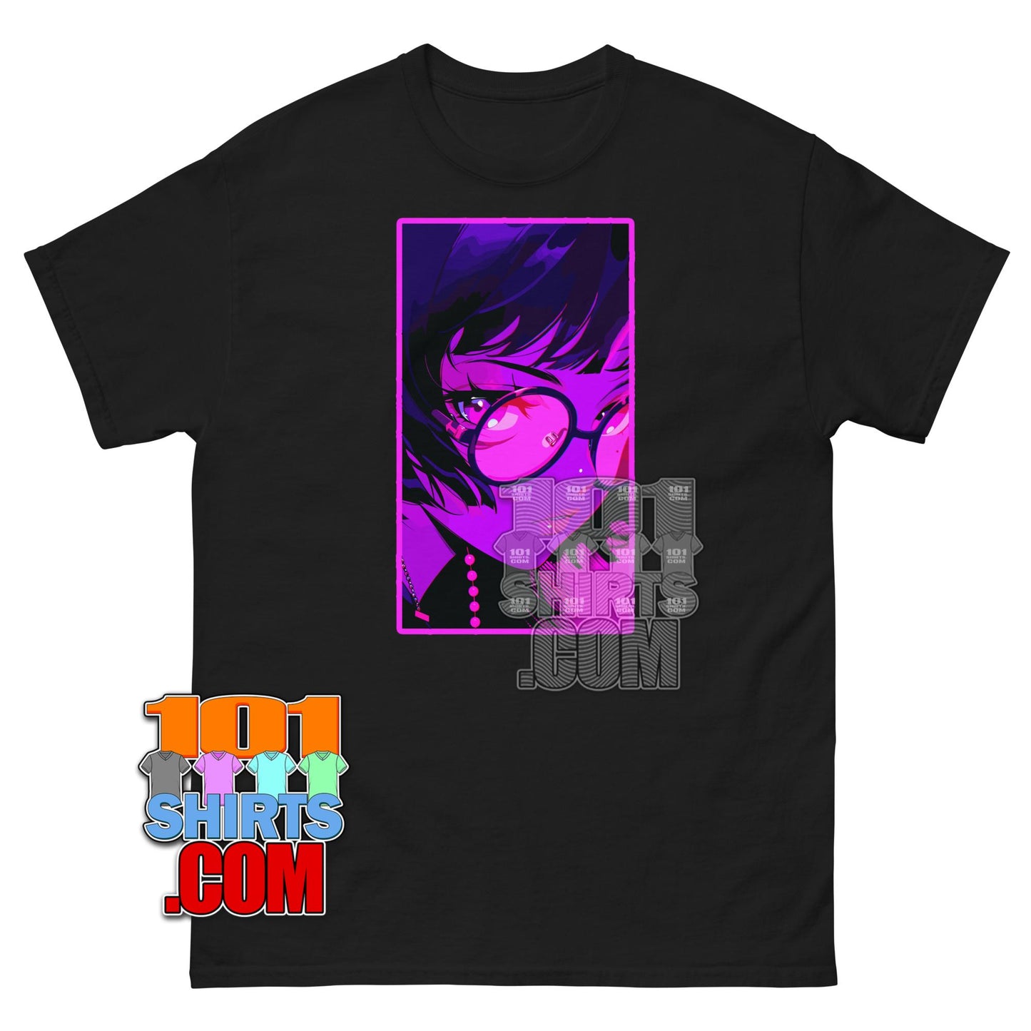Kawaii Anime Girl T-Shirt Aesthetic Pink Glasses Japanese Streetwear