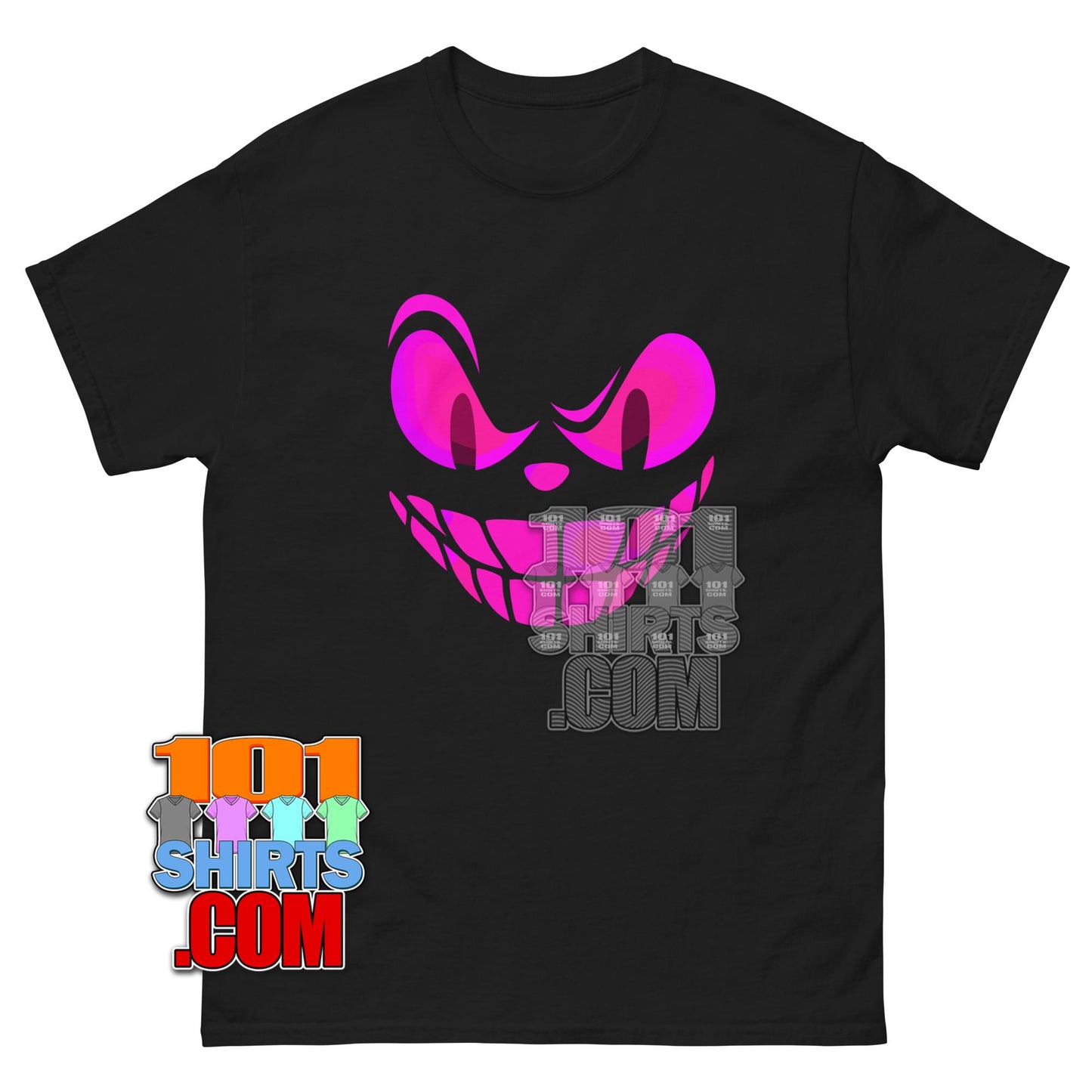 Pink Pumpkin Face T-Shirt Scary Jack O Lantern Halloween Graphic Tee