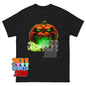 Evil Pumpkin Face T-Shirt Scary Green Fire Halloween Graphic Tee
