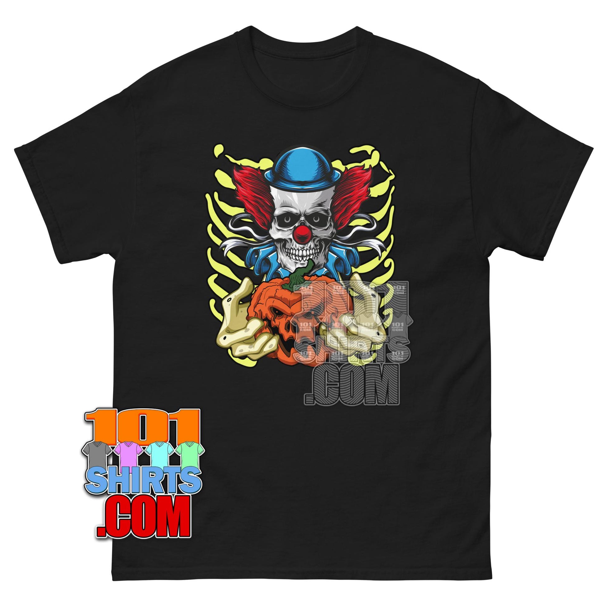 Skeleton Clown T-Shirt Scary Horror Joker Halloween Graphic Tee