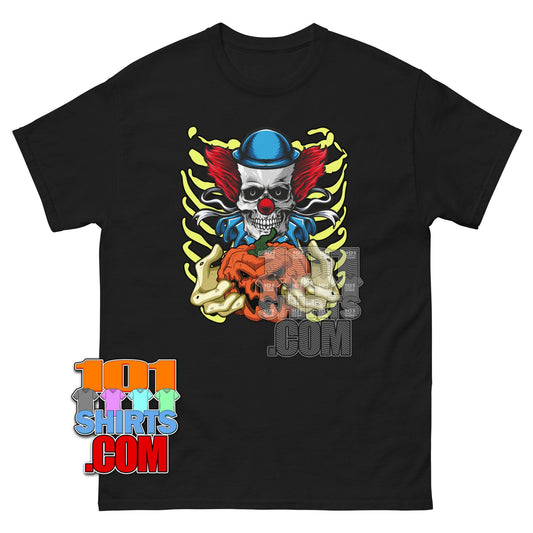Skeleton Clown T-Shirt Scary Horror Joker Halloween Graphic Tee