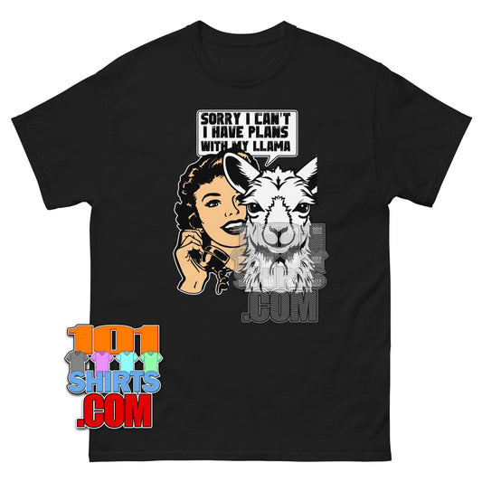 Funny Llama T-Shirt Sorry I Have Plans With My Llama Alpaca Lover Tee