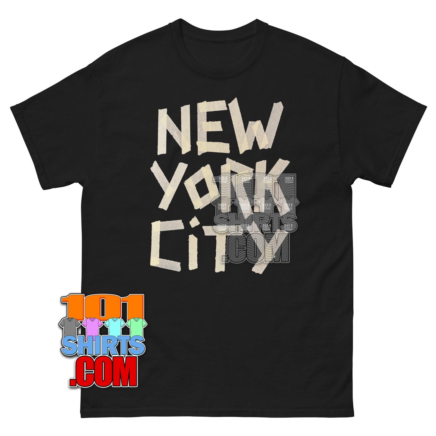 Cool New York City NYC Faux Masking Tape Print T-Shirt