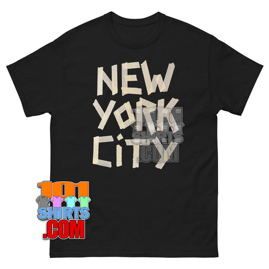 Cool New York City NYC Faux Masking Tape Print T-Shirt
