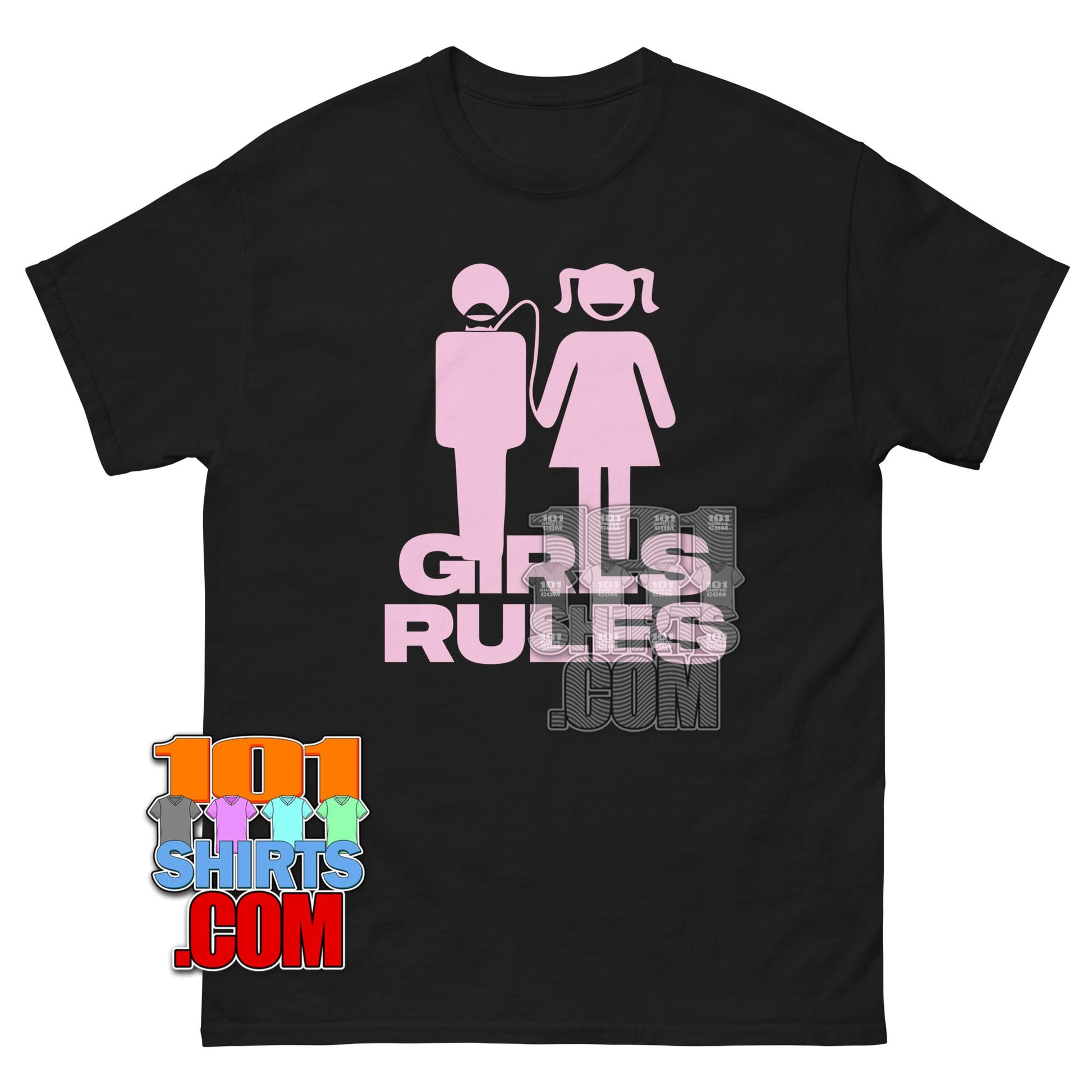 Girls Rules Retro Wavy Typography Feminist Graphic Tee