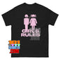 Girls Rules Retro Wavy Typography Feminist Graphic Tee