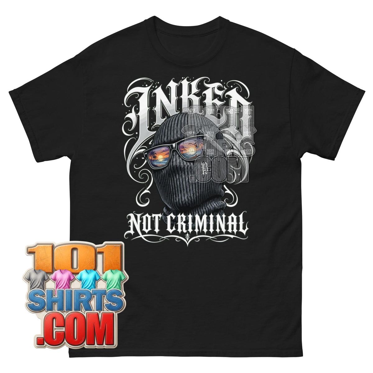 Inked Not Criminal T-Shirt Tattoo Balaclava Graphic Tee