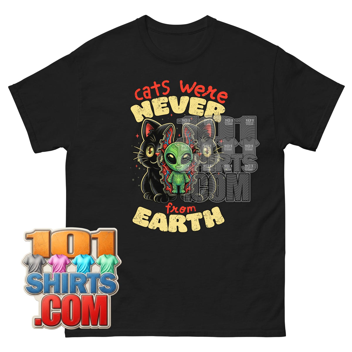 Cats Were Never From Earth T-Shirt Alien Cat Sci-Fi Graphic Tee