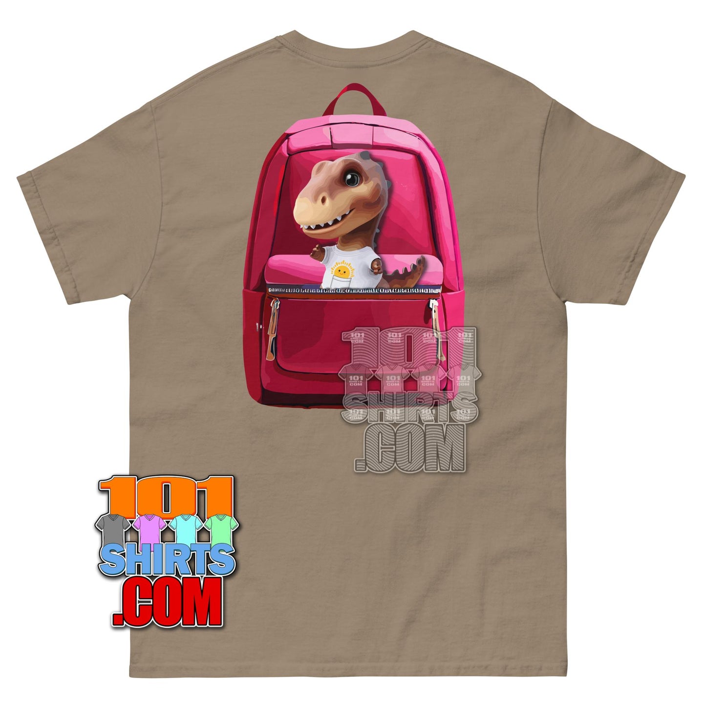Kawaii Dino T-Shirt Cute Dinosaur with Backpack Aesthetic Graphic Tee