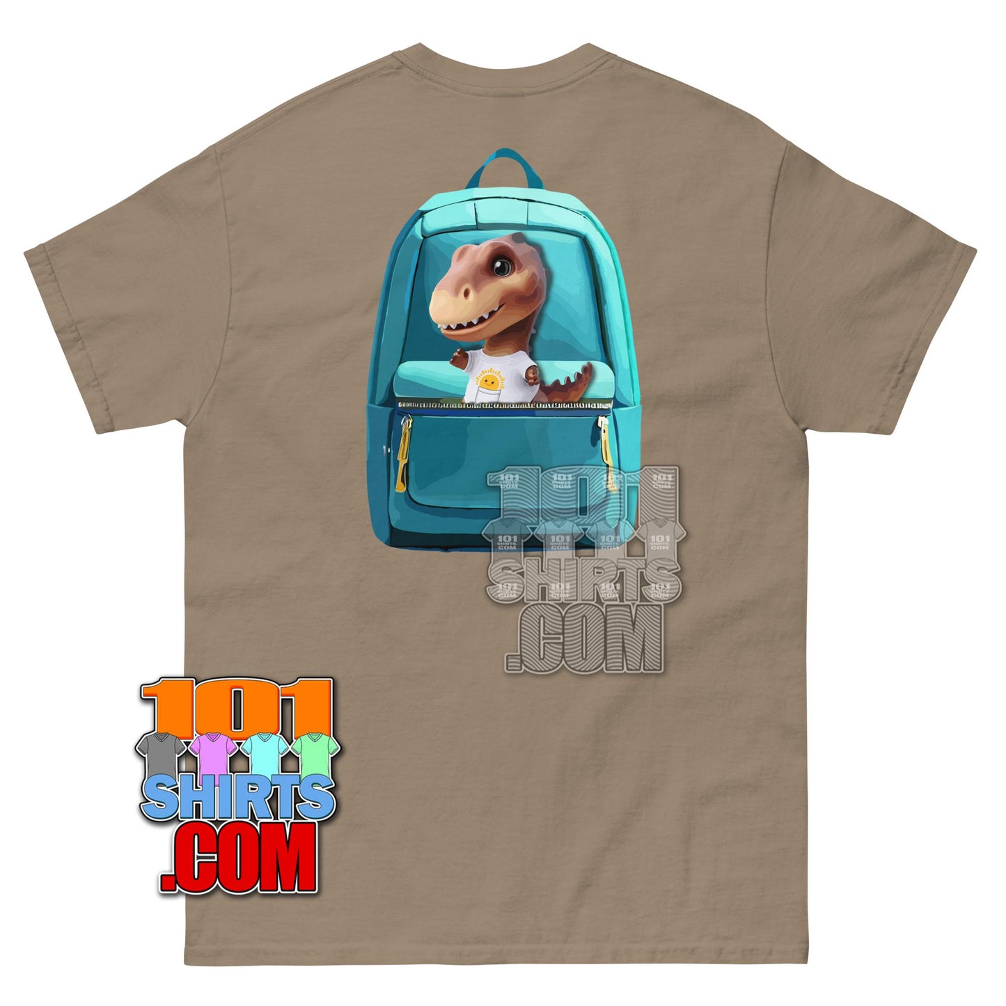 Kawaii Dino T-Shirt Cute Dinosaur with Backpack Aesthetic Graphic Tee