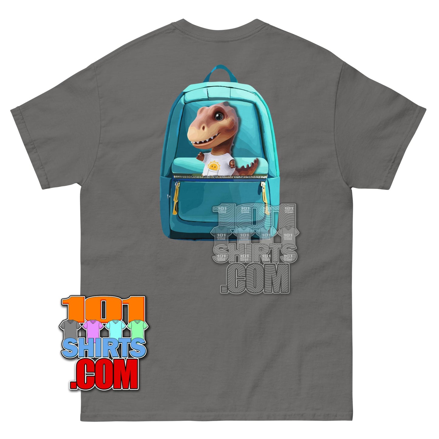 Kawaii Dino T-Shirt Cute Dinosaur with Backpack Aesthetic Graphic Tee
